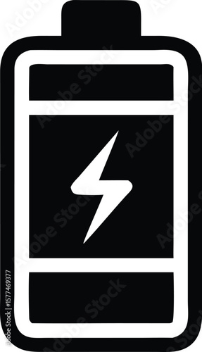 Charging battery icon with lightning bolt