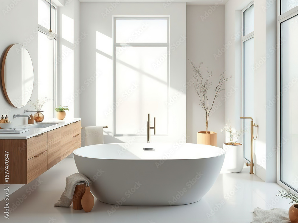 Modern bathroom interior in minimal scandinavian style Modern bathroom interior in minimal scandinavian style