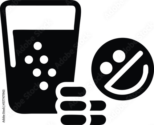 Medications water and pills healthcare icon