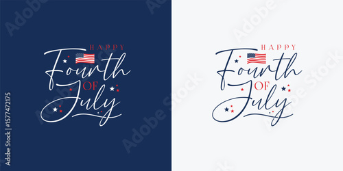 Happy 4th of July Typography Design. Happy independence day. July fourth banner for independence day.