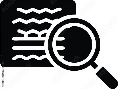 Magnifying glass inspecting document icon 