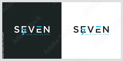 Number Seven Logo Design Template, vector illustration