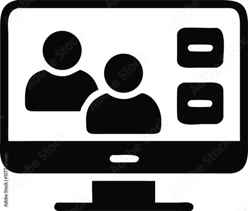 Online conference call with two participants icon