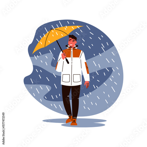 Rainy Day Vector A Stroll Under Umbrella