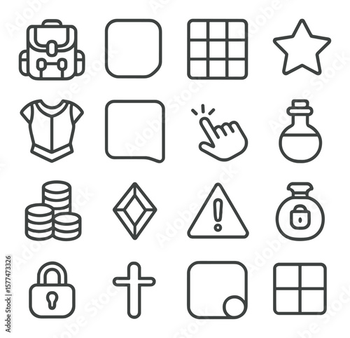 Inventory icons collection: simple design symbols for management and organization