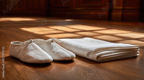 Sufi whirling dervish shoes and robe on ground