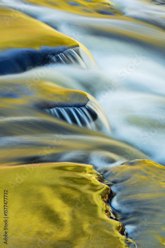 Landscape of the Presque Isle River rapids, captured with motion blur, Porcupine Mountains Wilderness State Park, Michigan's Upper Peninsula, USA