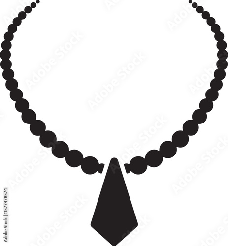 Elegant black bead necklace and pendant vector illustration isolated on a white background