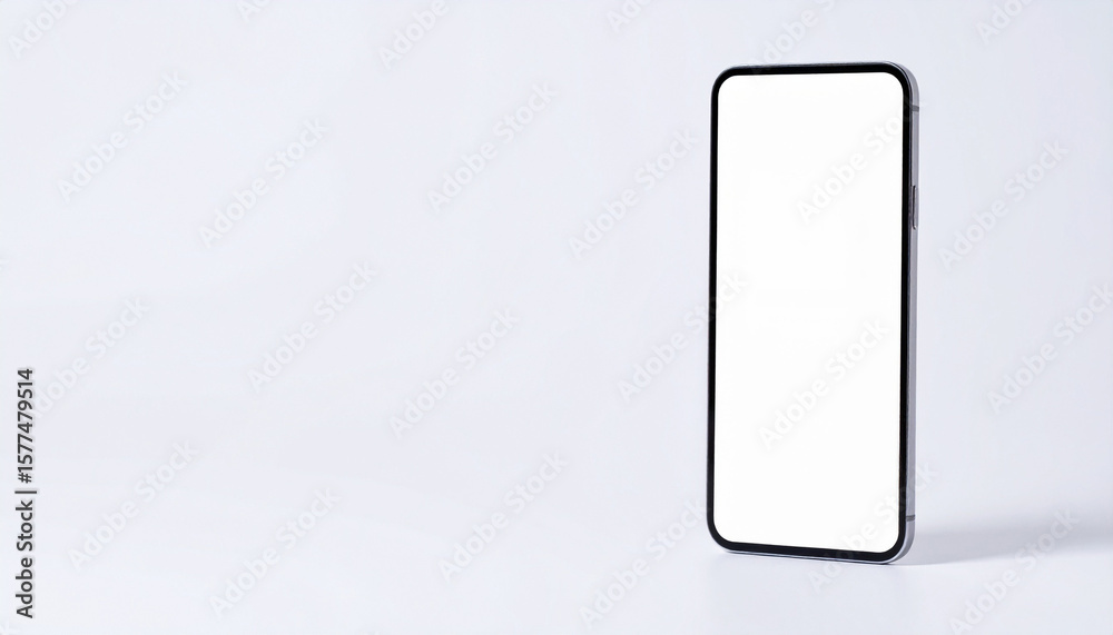 Minimal smartphone design with blank screen white background, perfect for showcasing apps Minimal smartphone design with blank screen white background, perfect for showcasing apps
