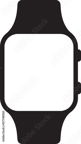 Minimalist vector illustration of a modern smartwatch featuring blank display for application mockups
