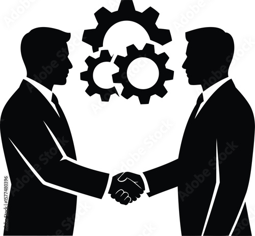 Business Partnership: Two businessmen shaking hands, symbolizing collaboration.