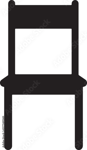 Simple black and white chair icon silhouette for design and decorative usage