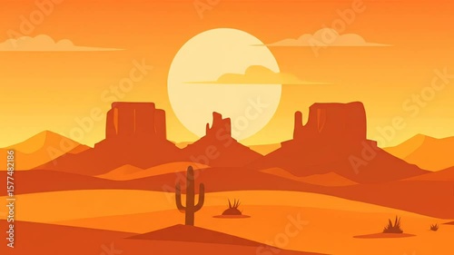 Monument Valley Sunset: Animated Desert Landscape