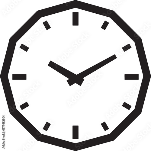 Simple black and white wall clock illustration showing time concept for design projects