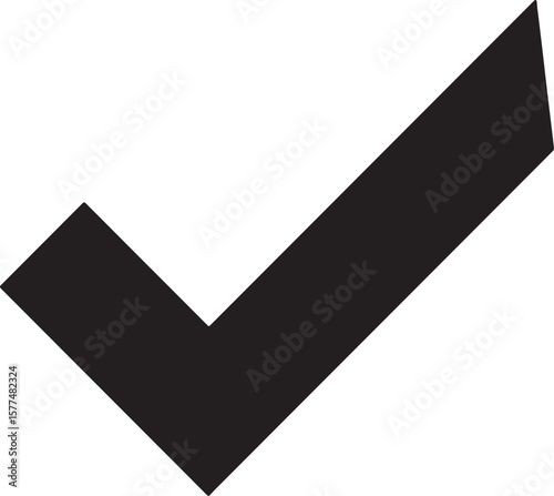 Simple black checkmark symbol indicating agreement approval or positive affirmation in a flat design