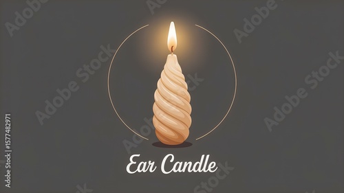 Burning ear candle illustration showcasing aromatherapy and relaxation benefits photo