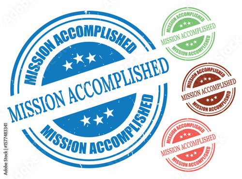 Success Achieved Stamp Vector Set, Mission Accomplished Label Collection  