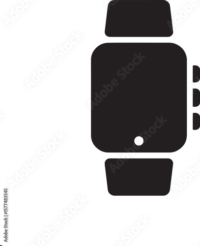 Vector illustration of a simple black and white smartwatch icon on a white background