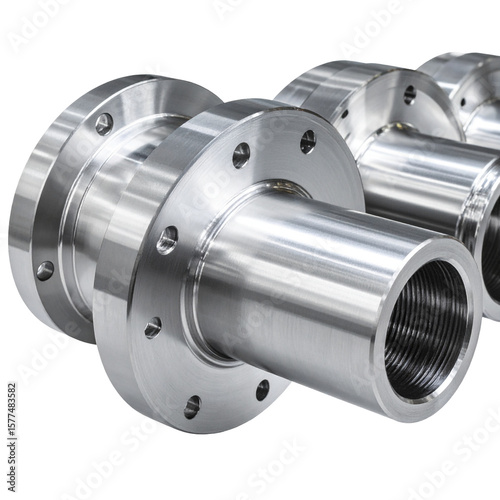 Metallic mechanical components machinery parts close up