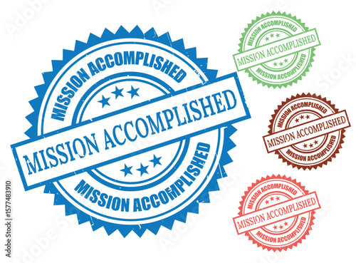 Task Success Grunge Stamps, Accomplishment Vector Label Collection  