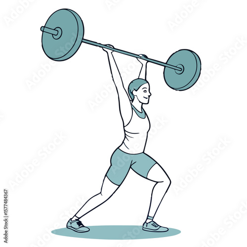 A vector of a woman lifting weights with focus and balance in a modern workout setting.
Ideal for strength training guides, fitness branding, and body transformation content.
