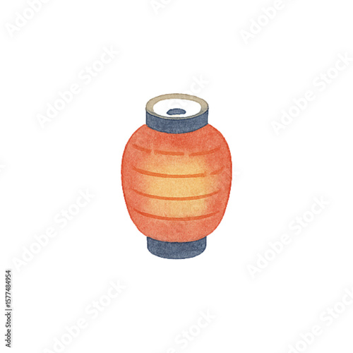夏の風物詩水彩風イラスト(提灯)