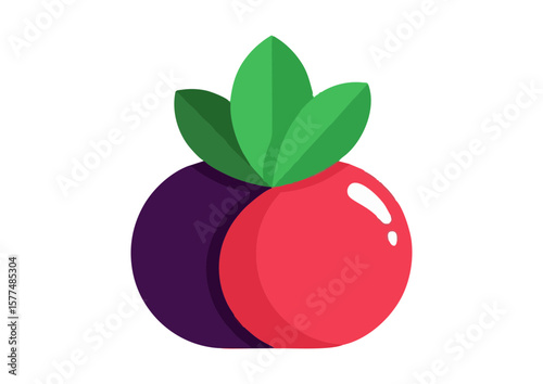 Stylized fruit illustration with leaves 