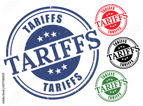 Customs Duty Stamp Vector Set, Import Tax Grunge Label Collection  