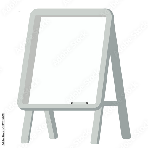Standing whiteboard with angled frame and marker, modern clean style, isolated on white background, ideal for office, education, and creative projects.