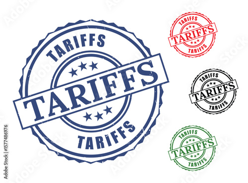 Import Fee Grunge Stamp Set, Customs Tariff Vector Label Collection  