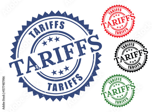 Export-Import Tariff Labels, Customs Duty Grunge Rubber Stamp Set  