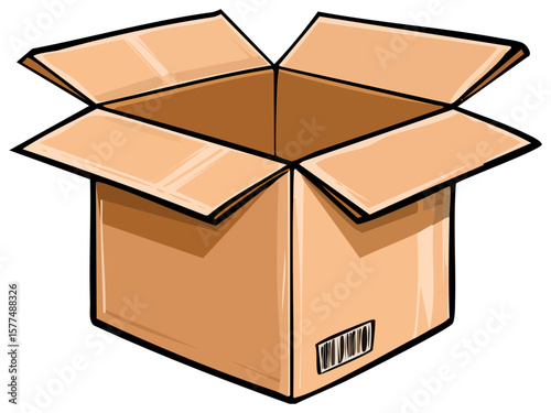 Open empty cardboard box, isolated 