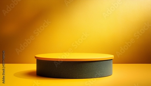 empty room interior design or yellow pedestal display on vivid background with blank stand blank stand for showing product 3d rendering