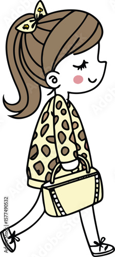 A cute young girl surrounded by sweets and cosmetics symbolizes innocence, creativity, and girlish expression.