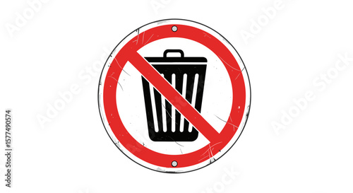 White isolated vector icon set: no smoking, no parking, and no entry symbols with a green recycle bin illustration