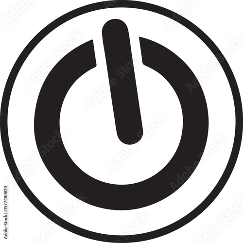 Power button icon in flat minimal style representing energy control and electronic device activation concept.