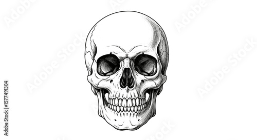 Vector art human skull with teeth on white