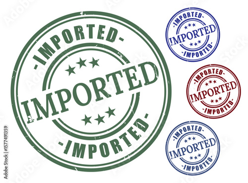 International Import Stamp Pack, Grunge Rubber Customs Vector Icons  