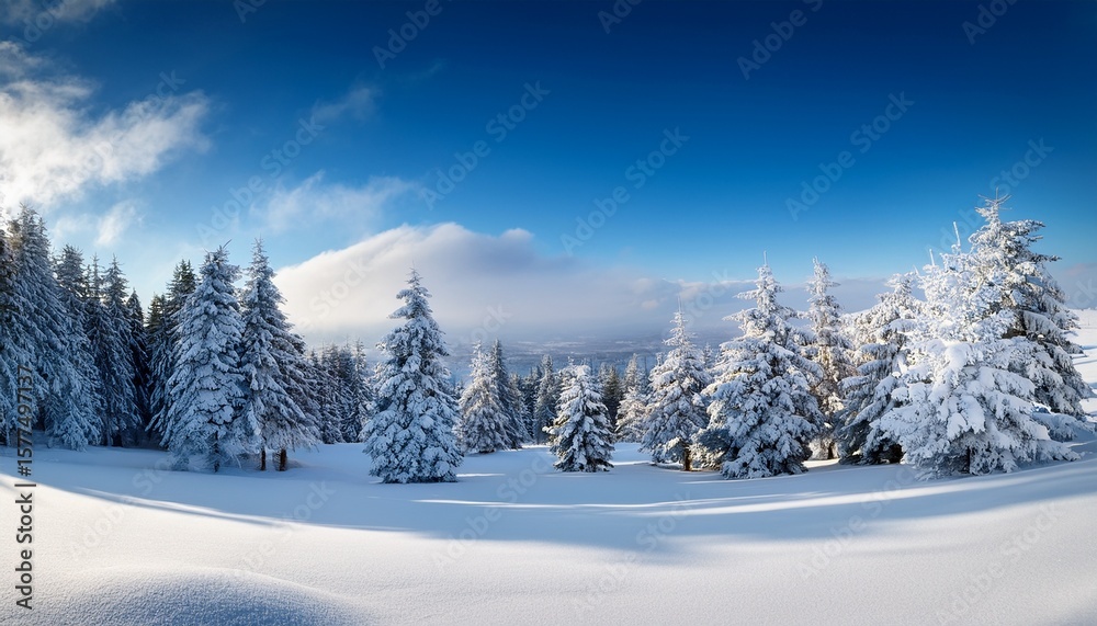 Fototapeta premium snow covered trees on snow covered landscape