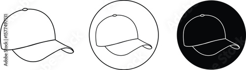 Cap vector icons set, hat, headwear, and fashion accessory collection, outline graphic group, editable design elements for clothing, sports, casual style, and apparel projects