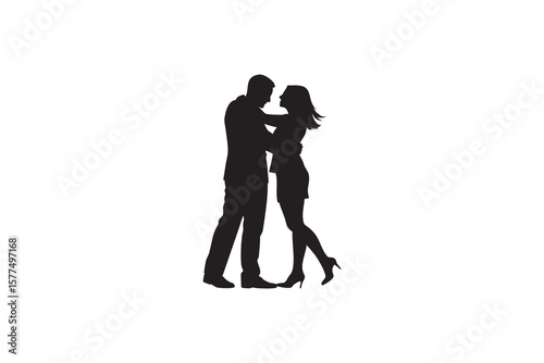 Romantic Embrace A Couple Dancing in Silhouette Style on a White Background Perfect for Valentine s Day or Wedding Invitations silhouette