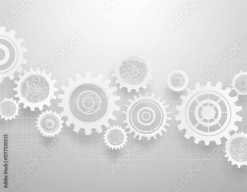 abstract white gear tech geometric design background
