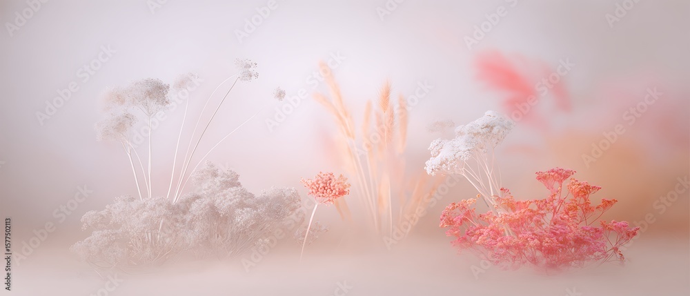 Fototapeta premium Dreamy floral scene in pastel hues
