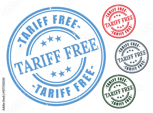 Free Trade Zone Badge Pack, Grunge Rubber Tariff-Free Stamp Icons  
