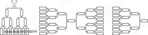Gaming tournament bracket line icons set. Soccer championship scheme vectors. Match schedule playoff tournament board chart for sports, competition, event planning visuals. Signs for app, web designs.