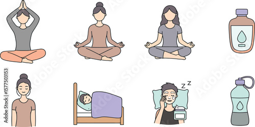 Vector Illustrations of Wellness and Self-Care Routines