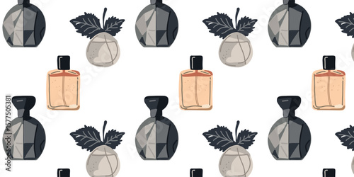  vector illustration seamless pattern with perfume bottles