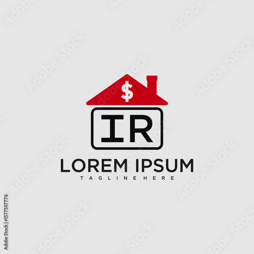 IR initial monogram logo for real estate with creative roof and simple home bussines image design