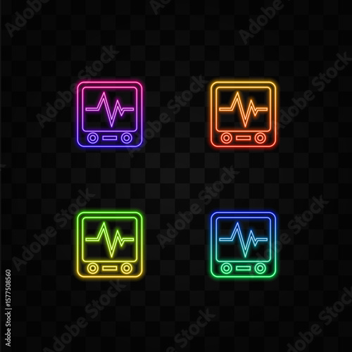 cardiogram device icon. neon style.