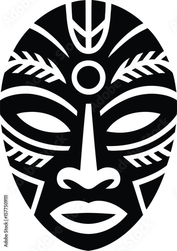 Tattoo mask icon. Ancient people face tattoo logo. Vector art.